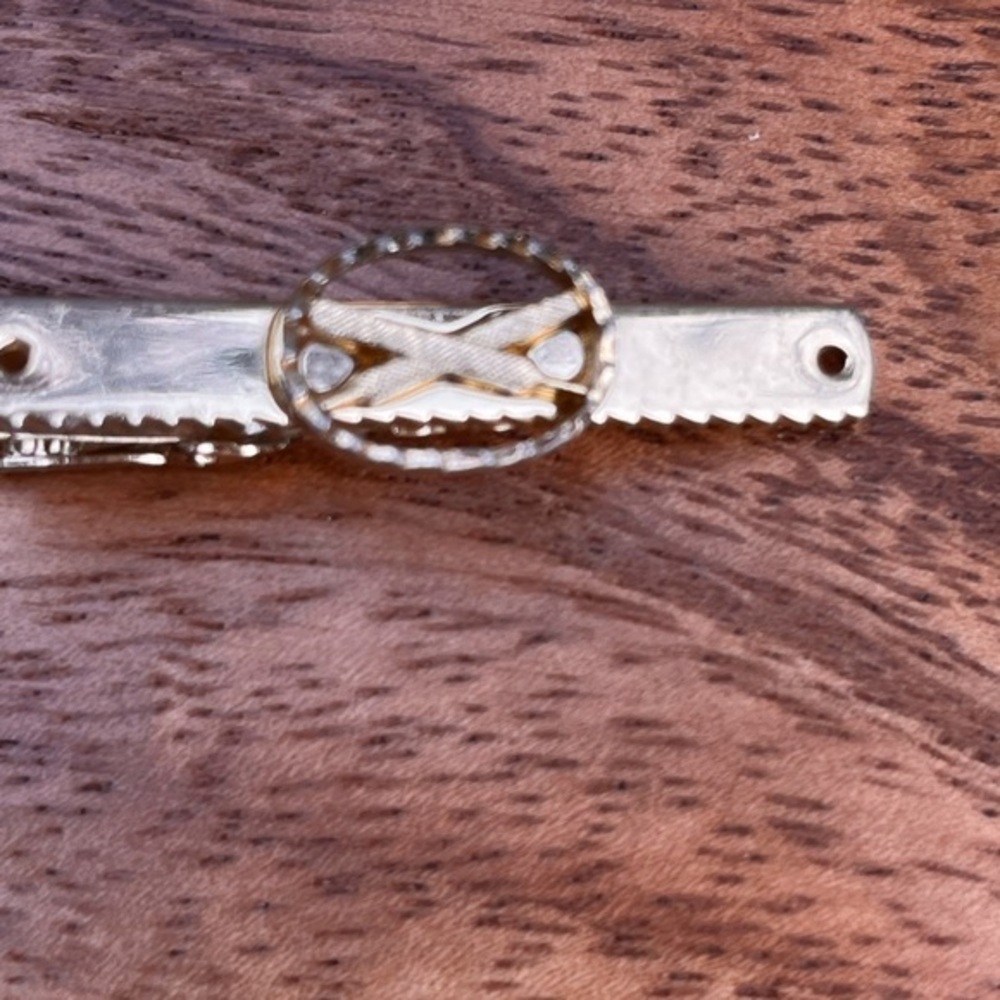VTG Nicholson Tool File Saw Tie Bar Tack Clasp Gold Tone Handyman Tie Clip 1.5"